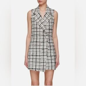 Alice + Olivia Black and White Tweed Mini Dress